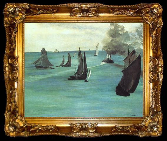 framed  Edouard Manet The Beach at Sainte Adresse, ta009-2